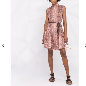 ZIMMERMANN moonshine tied mini dress in pink snake 1 US 6